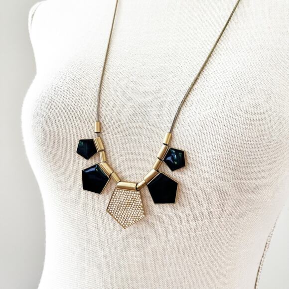 Madewell Long Pave Crystal Sliding Geometric Necklace - Picture 4 of 5